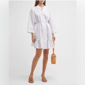 NWT Harshman Nebbi Caftan 2XL White/Lavender Stripes Cotton/Linen Dress $239